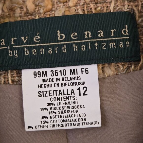 Harve Bernard Vintage Linen Silk Blend Tweed Neutral Blazer Size 12 - Picture 4 of 4